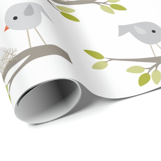 Kute Baby shower Bird Nest Wrapping Paper Cadeaupapier (Rol Hoek)