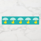 Kute Baby shower die bedeukt met paraplu Waterfles Etiket (Enkel label)