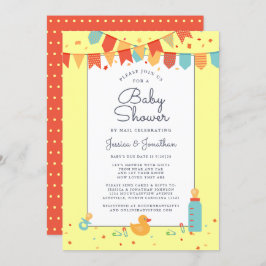 Kute Baby shower door Confetti van postgele banner Kaart