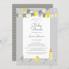 Kute Baby shower Gele moderne bannervlaggen Kaart
