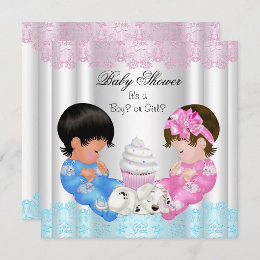 Kute Baby shower Gender onthulling koppels Kaart (Voorkant / Achterkant)