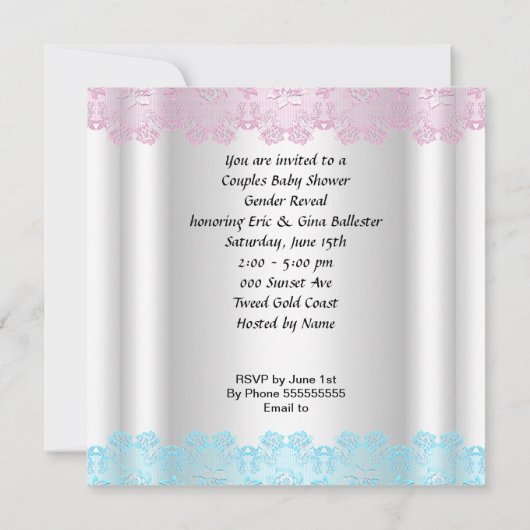 Kute Baby shower Gender onthulling koppels Kaart (Achterkant)