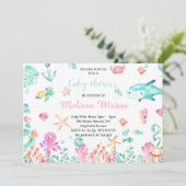 Kute Baby shower onder het Zee Summer Kaart (Staand voorkant)