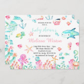 Kute Baby shower onder het Zee Summer Kaart (Voorkant / Achterkant)