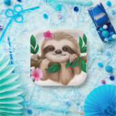 Kute Baby-sleuf in een boom Papieren Bordje (Feest)