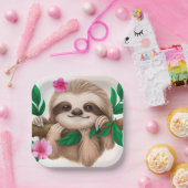 Kute Baby-sleuf in een boom Papieren Bordje (Feest)