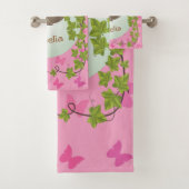 Kute Baby sleuf met roze Butterflies Bath Towel S Bad Handdoek (Insitu)