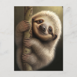 Kute Baby Sloth Smiling Wildlife Natuur Dier Briefkaart