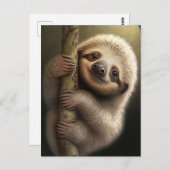 Kute Baby Sloth Smiling Wildlife Natuur Dier Briefkaart (Voorkant / Achterkant)