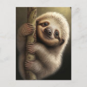 Kute Baby Sloth Smiling Wildlife Natuur Dier Briefkaart (Voorkant)