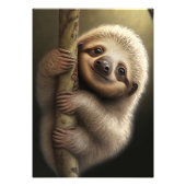 Kute Baby Sloth Smiling Wildlife Natuur Dier Foto Afdruk (Voorkant)