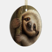 Kute Baby Sloth Smiling Wildlife Natuur Dier Keramisch Ornament (Rechts)