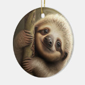 Kute Baby Sloth Smiling Wildlife Natuur Dier Keramisch Ornament (Links)