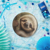 Kute Baby Sloth Smiling Wildlife Natuur Dier Papieren Bordje (Feest)