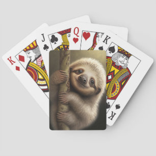 Kute Baby Sloth Smiling Wildlife Natuur Dier Pokerkaarten
