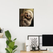 Kute Baby Sloth Smiling Wildlife Natuur Dier Poster (Thuiskantoor)