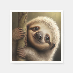 Kute Baby Sloth Smiling Wildlife Natuur Dier Servet