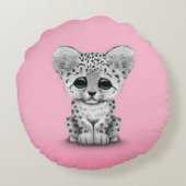 Kute Baby sneeuwluipkuil op roze Rond Kussen (Achterkant)