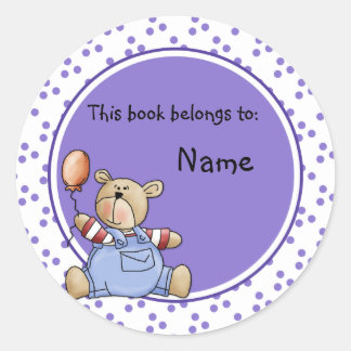 Kute baby teddy baer bookplate ronde sticker