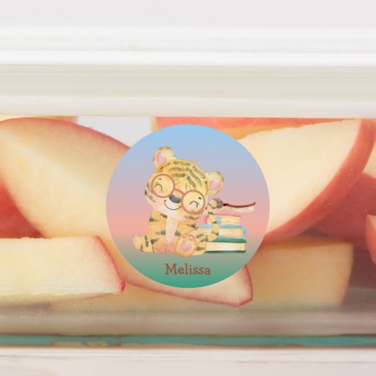 Kute Baby tijger met boeknaam Labels (Aangebracht)