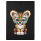Kute Baby tijgermantel op zwarte glazen Klembord (Achterkant)