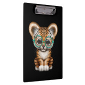 Kute Baby tijgermantel op zwarte glazen Klembord (Rechts)