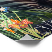 Kute baby-zebra in de tuin van bloementeelt poster (Hoek)