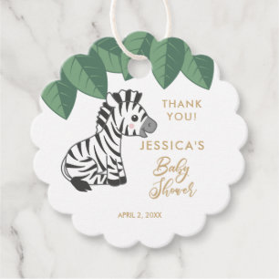 Kute baby zebra met oerwouden bladeren bedankjes labels