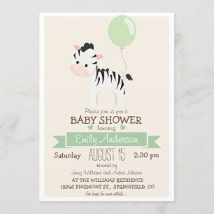 Kute Baby Zebra, Oerwoud dierentuin Baby shower Kaart