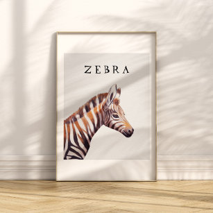 Kute Baby Zebra Tekening Kinder Poster