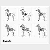Kute Baby Zebra tekening Vierkante Sticker (Vel)