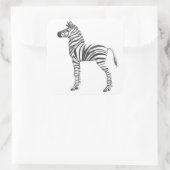 Kute Baby Zebra tekening Vierkante Sticker (Tas)