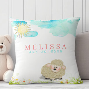 Kute babyjongen of meisje lamb pastelklei kussen