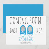 Kute babyjongetschoenen die binnenkort een blauwe  aankondiging (Voorkant / Achterkant)