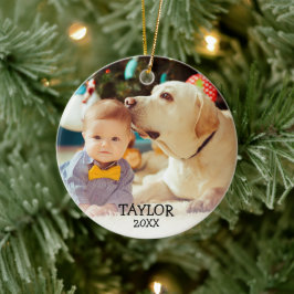 Kute Baby's First Kerstman Aangepaste Foto Naam Ja Keramisch Ornament