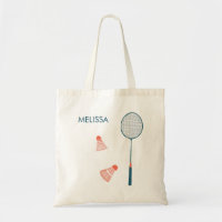 Kute badminton illustratie past canvas tas aan