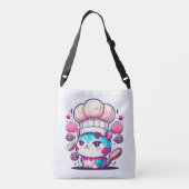 Kute Baker Pastry Chef Cat Kitten met brood | Crossbody Tas (Achterkant)