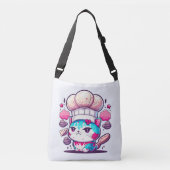 Kute Baker Pastry Chef Cat Kitten met brood | Crossbody Tas (Voorkant)