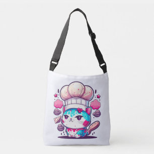 Kute Baker Pastry Chef Cat Kitten met brood Crossbody Tas