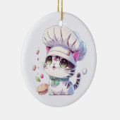 Kute Baker Pastry Chef Cat Kitten met brood | Keramisch Ornament (Rechts)