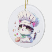 Kute Baker Pastry Chef Cat Kitten met brood | Keramisch Ornament (Links)