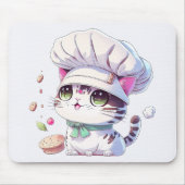 Kute Baker Pastry Chef Cat Kitten met brood | Muismat (Voorkant)