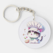 Kute Baker Pastry Chef Cat Kitten met brood | Sleutelhanger (Voorkant)