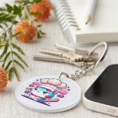 Kute Baker Pastry Chef Cat Kitten met brood | Sleutelhanger (Voorkant Rechts)