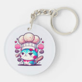 Kute Baker Pastry Chef Cat Kitten met brood | Sleutelhanger (Achterkant)