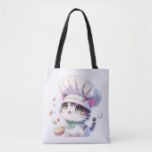 Kute Baker Pastry Chef Cat Kitten met brood | Tote Bag (Voorkant)