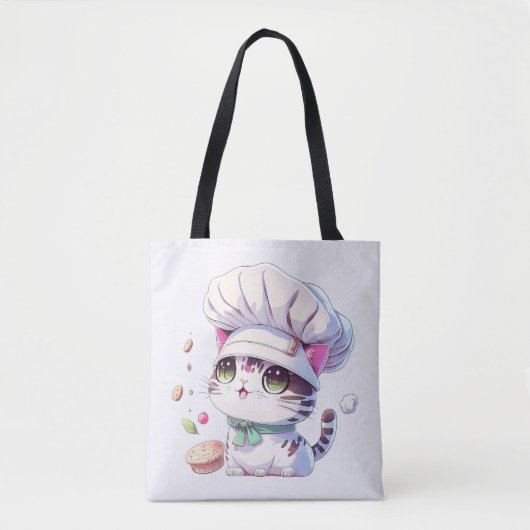 Kute Baker Pastry Chef Cat Kitten met brood | Tote Bag (Voorkant)