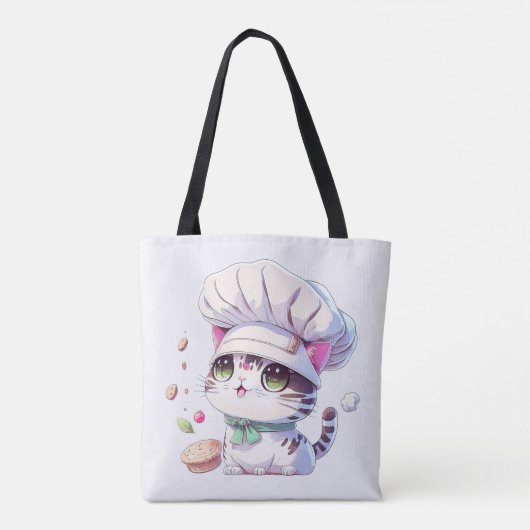 Kute Baker Pastry Chef Cat Kitten met brood | Tote Bag (Achterkant)