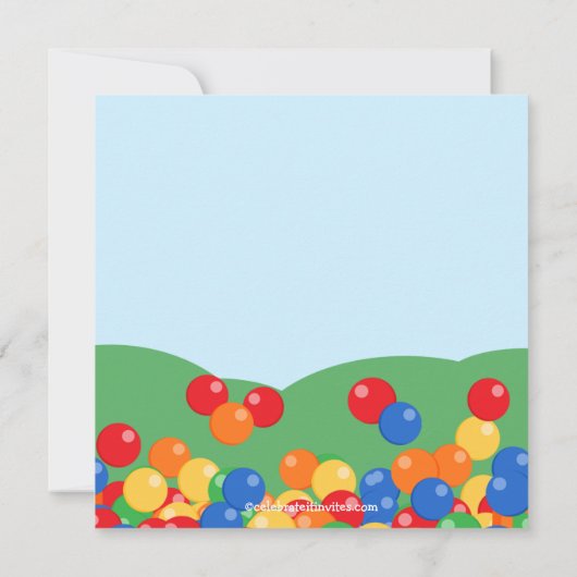 Kute Ball Pit Bounce House Birthday Party Kaart (Achterkant)