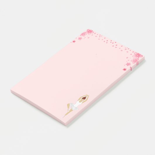 Kute ballet Dancer & Flowers op lichtroze Post-it® Notes (Schuin)